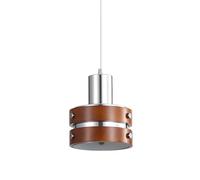 LFsem Lampada a Sospensione Moderno in Cromo con Finitura Legno, Design Vintage Mid-Century Mini E27 Lampadario a Soffitto per Camera da Letto, Salone e Caffetteria (1 Pack)