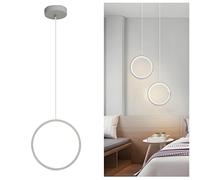 LFsem Lampadario sospensione a LED Anello rotondo Lampada a sospensione Moderna Semplice Plafoniera Nordica Cerchio in Metallo Lampada da soffitto Camera da letto (A-Bianco)