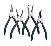 LFSEMINI Set di 4 pinze per anelli elastici, kit di pinze per anelli di sicurezza interni/esterni da 17,8 cm, con ganascia dritta/piegata, pinze a molla di precisione resistenti per rimuovere anelli