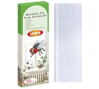 LFSYS Confezione da 50 trappole per mosche per finestre, trappole per mosche della frutta per interni, strisce adesive per mosche, per interni, trasparenti