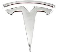 LFWCZS Auto Logo Adesivi per Tesla Model 3 2017-2023,Fregi Stemma Stemma Logo Decal Emblemi Cromo Cofano Anteriore Posteriore Emblema Styling Auto e Carrozzeria,Front Logo 7.7-Silver