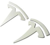 LFWCZS Auto Logo Adesivi per Tesla Model 3 2017-2023,Fregi Stemma Stemma Logo Decal Emblemi Cromo Cofano Anteriore Posteriore Emblema Styling Auto e Carrozzeria,Back Logo 8.7-Silver