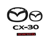 LFWCZS Ricambio Emblema Logo Anteriore Posteriore per Mazda CX-30 2019-2025(Not Fit Hybrid),Nero griglia radiatore Bagagliaio Stemma Adesivo Lettere in 3D Metallo Accessori Decorazione Modifica