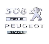 LFXLDS Emblema Kit Posteriore per Peugeot 308 2013-2017,Argento Stemma 3D Logo Bagagliaio Adesivo Lettere Ricambio Tronco Metallo Cromo Accessori Decorativi Esterno Auto,Just Peugeot Emblem
