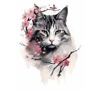 Lfynior Kit Punto Croce Con Schema Stampato Gatto 11CT Set Ricamo 40cmX50cm Prestampato Completo Stampati Schemi Ricamare per Decorazione da Parete di Casa