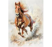 Lfynior Set Ricamo Punto Croce Bambina Cavallo 11CT Set Ricamo 40cmX50cm Prestampati Schemi per Principianti Stampati Schemi Ricamare
