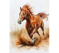 Lfynior Set Ricamo Punto Croce Prestampati Cavallo 11CT Ricamo fai da te 40cmX50cm Prestampati Schemi per Principianti Stampati Schemi Ricamare