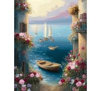 LFYNIORS Kit Punto Croce Per Principianti Paesaggio Di Un Porto Fantastico 14Ct Prestampati Kit Di Ricamo Schemi Per Principianti Stampati Schemi Ricamare Decorazione 50x70cm