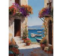 LFYNIORS Kit Punto Croce Prestampato Paesaggio Di Un Porto Fantastico 14Ct Prestampati Kit Di Ricamo Schemi Per Principianti Stampati Schemi Ricamare Decorazione 80x100cm