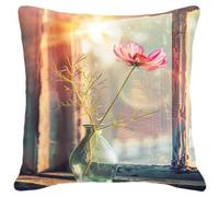 LFYNIORS Punto Croce Kit Da Ricamare Fiori Alla Finestra Prestampato Cuscino Da Tiro Fai Da Te Ricamato Kit Per Ricamo Completi Decorativo Casa Per Principianti Adulti 45x45cm