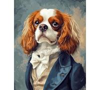 LFYNIORS Set Per Ricamo Punto Croce Cavalier King Charles Spaniel Di Fantasia 14Ct Prestampati Kit Di Ricamo Schemi Per Principianti Stampati Schemi Ricamare Decorazione 30x40cm