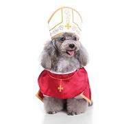 Lfzhjzc Costumi di Halloween per Cani, prete, Dogana per Cani per Halloween, Costume per Cani per Cani di Taglia Media Halloween Dress-up Party (Color : White, Size : S)