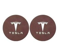 LFZNB Set di tappetini e sottobicchieri per portabicchieri Auto - Sottobicchieri Antiscivolo in Silicone per Tesla Model Y (Set da 2 Pezzi, Diametro 7 cm),Brown
