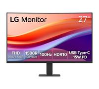 LG 27U421A-B Monitor curvo per computer Full HD (1920 x 1080) da 27", 100Hz, 5ms, HDR10, senza bordi a 3 lati, interruttore, HDMI, USB Type-C 15W PD, supporto inclinabile sottile, nero
