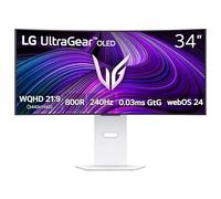 LG 34GX90SA-W - Monitor da gioco curvo OLED da 34 pollici, 3440 x 1440 cm, 240 Hz, 1 ms, compatibile con NVIDIA G-Sync, AMD FreeSync Premium, VESA DisplayHDR True Black 400, WebOS, USB Type-C, bianco