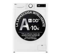 LG D4R5010TSWS Lavasciuga 10/6kg AI DD, Serie R5 Classe D, 1400 giri, TurboWash 360, Vapore, Eco Hybrid, Bianca