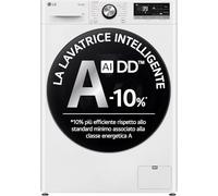 LG AI DD F4R7009TSWB Lavatrice 9 kg Classe A -10%, 1400 Giri, Carica Frontale con Oblò in Vetro Temperato, Funzione TurboWash 360, Vapore su 7 Programmi, Wi-Fi, Libera installazione, Serie R7, Bianca