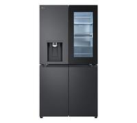 LG GMG960EVEE, Classe E, 638 L, Frigorifero laterale con InstaView, Total No Frost, Distributore di ghiaccio e acqua con UVnano, connettore per acqua fissa, DoorCooling+, Wi-Fi Essence Black Steel