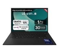 LG Gram 14ZD90T-G.AX78B Computer Portatile 14 Pollici Intel Core Ultra7 255H, 16 GB RAM, 1 TB SSD, Pannello IPS antiriflesso, WUXGA, 1.120 g, 30 ore, FreeOS, Nero, Tastiera QWERTY spagnola