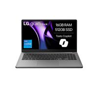 LG Gram Book 15U50T Notebook 15.6", Intel Core i5-1334U, 16GB RAM, 512GB SSD, IPS, Full HD 1920x1080, Tasto Copilot, Batteria 51Wh, Windows 11 Home, Tastiera Italiana, Silver