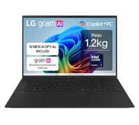 LG gram AI 16Z90TL Copilot+ PC, Notebook 16" 2.5K, Intel Core Ultra 7 (Serie 2) 256V, 16GB RAM, 1TB SSD, AI PC, Ultraleggero solo 1.2 kg, Batteria 77Wh, Windows 11 Home, Tastiera italiana, Nero