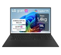 LG gram AI 17Z90TL Copilot+ PC, Notebook 17" 2.5K, Intel Core Ultra 7 (Serie 2) 256V, 16GB RAM, 512GB SSD, AI PC, Ultraleggero solo 1.4 kg, Batteria 77Wh, Windows 11 Home, Tastiera italiana, Nero