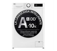LG D2R5S09TSWW Lavasciuga slim 9/5kg AI DD, Classe E, 1200 giri, TurboWash 360, Vapore