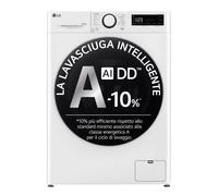 LG D4R5010TSWS Lavasciuga 10/6kg AI DD, Serie R5 Classe D, 1400 giri, TurboWash 360, Vapore, Eco Hybrid, Bianca