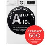 LG Lavatrice 9kg AI DD™ Serie R7 Classe A-10% 1400 giri, TurboWash 360, Vapore su 7 programmi, Wi-Fi White - F4R7009TSWB Bianco