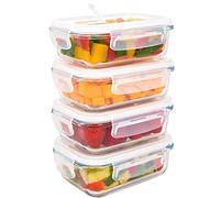 LG Luxury & Grace Set 4 Recipienti in Vetro 360 ml. Ermetici con Valvola Vapore. Contenitori Per Alimenti Sicuri Per Microonde, Forno, Lavastoviglie e Congelatore. Senza BPA.