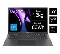 LG gram 16Z90RU, Notebook 16" 2.5K (2560 x 1600), Intel Core i5-1334U, 16GB RAM, 1TB SSD, Ultraleggero solo 1.2 kg, Batteria 80Wh, Windows 11 Home, Tastiera italiana, Nero