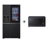 LG Offerta Kit Esclusivo: Frigorifero Side-by-Side InstaView Classe E, 635L Nero opaco + Microonde NeoChef 25 litri, potenza 1000W Inox nero - GSGV80E Acciaio scuro opaco