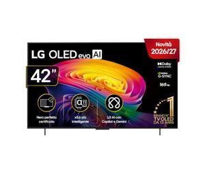 LG OLED evo AI 42 pollici Serie C6 OLED42C64LA, Smart TV 4K, Processore α11 Gen3, Dual AI Engine, Dolby Vision & Atmos, AI Magic Remote, Gemini & Copilot, Gaming con VRR e G-Sync 165Hz, webOS TV 2026