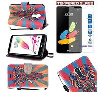 LG Stylo 2 LS775 K540 L82VL/Stylo 2 V VS835/Stylus 2 K520 portafoglio in similpelle con schede cavalletto shock impatto protezione + schermo in vetro temperato Lucky Tribal Elephant