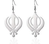 LGBBTI Ciondolo Simbolo Khanda Spada Set Sikh Collana Religiosa in Acciaio Inossidabile per Uomo Donna Gioiello Fede, Orecchini Khanda d'Argento