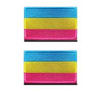 LGBT, 2 toppe arcobaleno pansessuali, con chiusura in hook and loop ricamata, per zaini, cappelli, gilet, caschi, giacche, vestiti