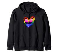 LGBT Bandiera Omnisessuale Cuore Carino Sottile Pansessuale Gay Pride Felpa con Cappuccio