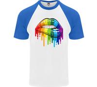 LGBT Bitten Rainbow Lip Gay Pride Day Uomo S/S Baseball T-Shirt