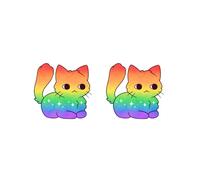 Lgbt Gatto Orecchini Gay Arcobaleno a Lobo Paio Pride Acrilico Gattino