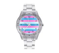 LGBT Gay Pride Flag Orologi da uomo in acciaio inox cinturino analogico al quarzo orologio da polso business, Stile:, regular, Bracciale