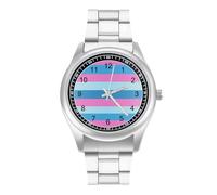 LGBT Gay Pride Flag - Orologio da polso da uomo casual con cinturino in acciaio inossidabile e lega, al quarzo, Stile:, regular, Bracciale