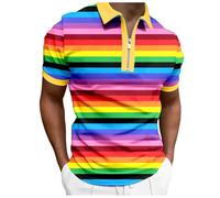 LGBT Gay Pride Rainbow Polo da uomo con colletto con cerniera T-shirt da golf da tennis a maniche corte T-shirt da golf T-shirt atletica T-shirt da lavoro Top Slim Fit T-shirt LGTBQ Pride Month