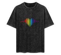 LGBT Gay Pulse Heart Rainbow T-Shirt Unisex Black Tee XL