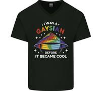 Lgbt I Was A Gaysian Prima It Came Cool Uomo Scollo A V Cotone T-Shirt
