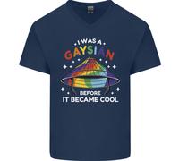 Lgbt I Was A Gaysian Prima It Came Cool Uomo Scollo A V Cotone T-Shirt