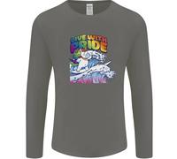 LGBT Live With Pride Unicorn Gay Pride Awareness Uomo Manica Lunga T-Shirt