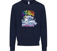 LGBT Live With Pride Unicorn Gay Pride Awareness Uomo Sweatshirt Jumper