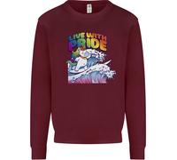 LGBT Live With Pride Unicorn Gay Pride Awareness Uomo Sweatshirt Jumper