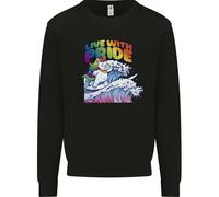 LGBT Live With Pride Unicorn Gay Pride Awareness Uomo Sweatshirt Jumper