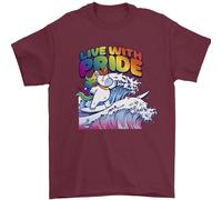 Lgbt Live With Pride Unicorn Gay Pride Consapevolezza T-Shirt 100% Cotone